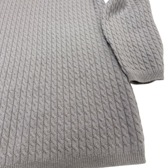 TSE Pure Cashmere Crew Neck Long Sleeve Cable Knit Sweater Grey size Small - Picture 4 of 6